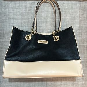 Anne Klein purse black and beige with gold colored accents